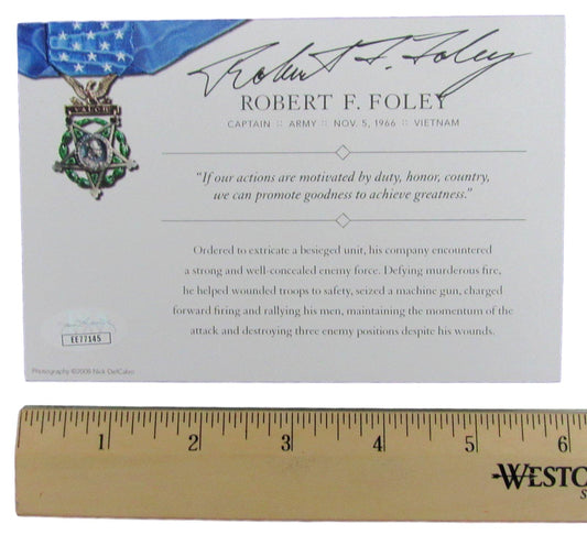 Robert F. Foley, MOH Recipient, Signed MOH 4x6 Society Card JSA 146362