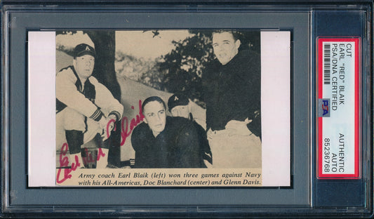 Earl "Red" Blaik CFB HOF Signed/Auto Cut on 3x5 Card Army  PSA/DNA 188294