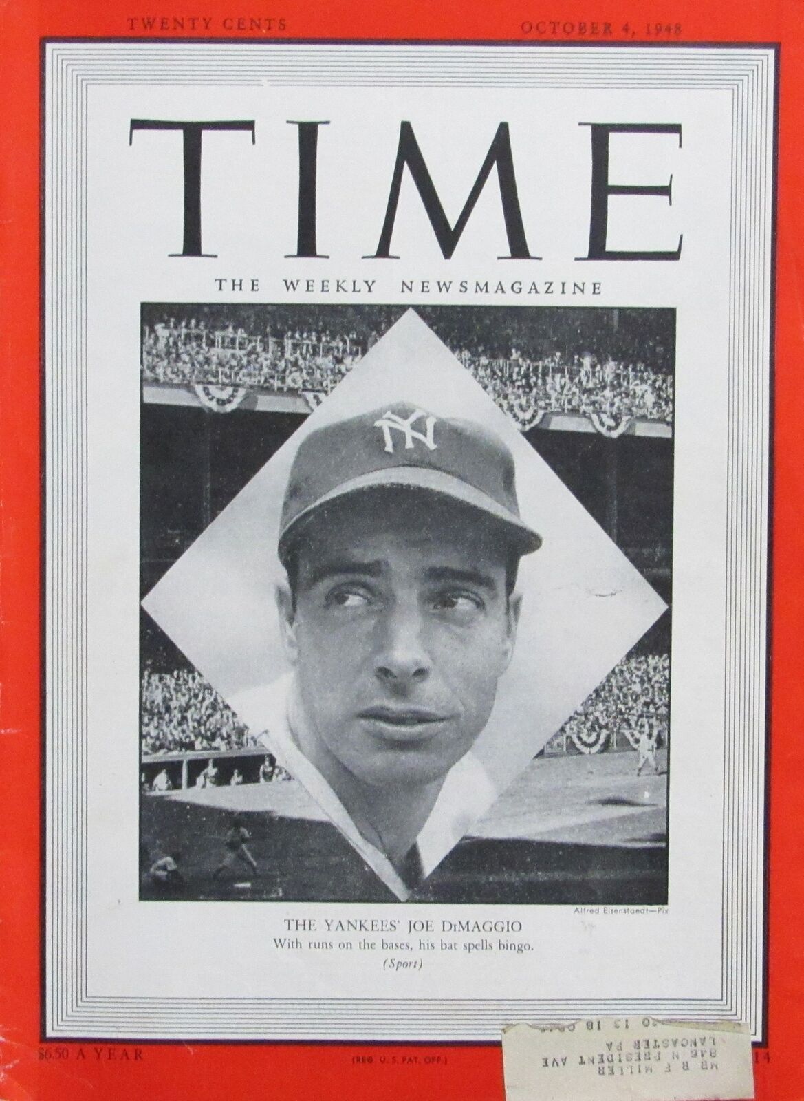 Vintage October 4, 1948 TIME Magazine with Joe DiMaggio 165703