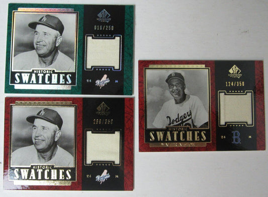 Walter Alston Brooklyn Dodgers Lot of 3 2003 SP Historic Swatches Cards 144752