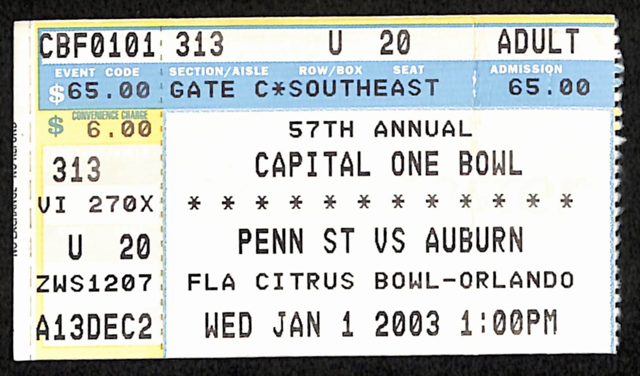 2003 Citrus Bowl College Football  Ticket Stub Penn State vs. Auburn. 189898