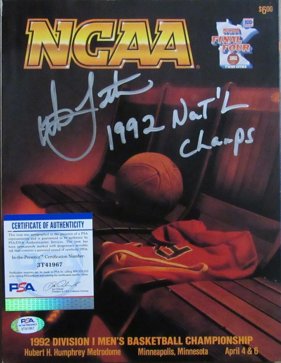 Christian Laettner Signed DUKE1992 NCAA Final Four Champs Program PSA/DNA 167214