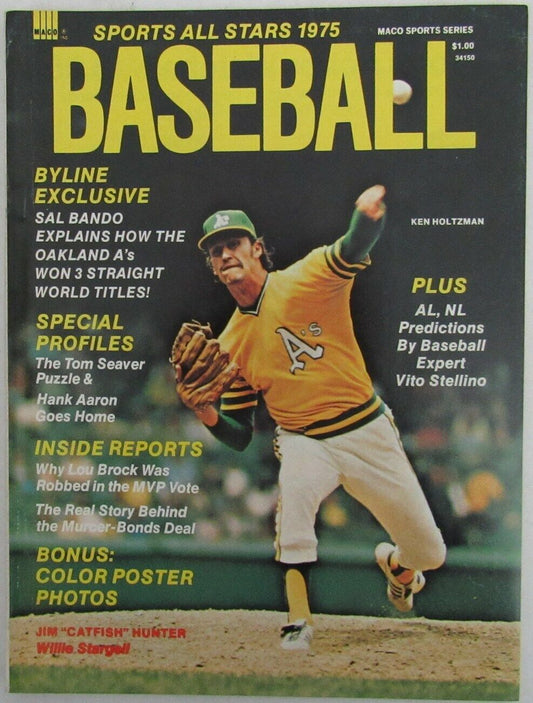 1975 Sports All Stars Baseball Magazine with Ken Holtzman, A's on Cover 164501