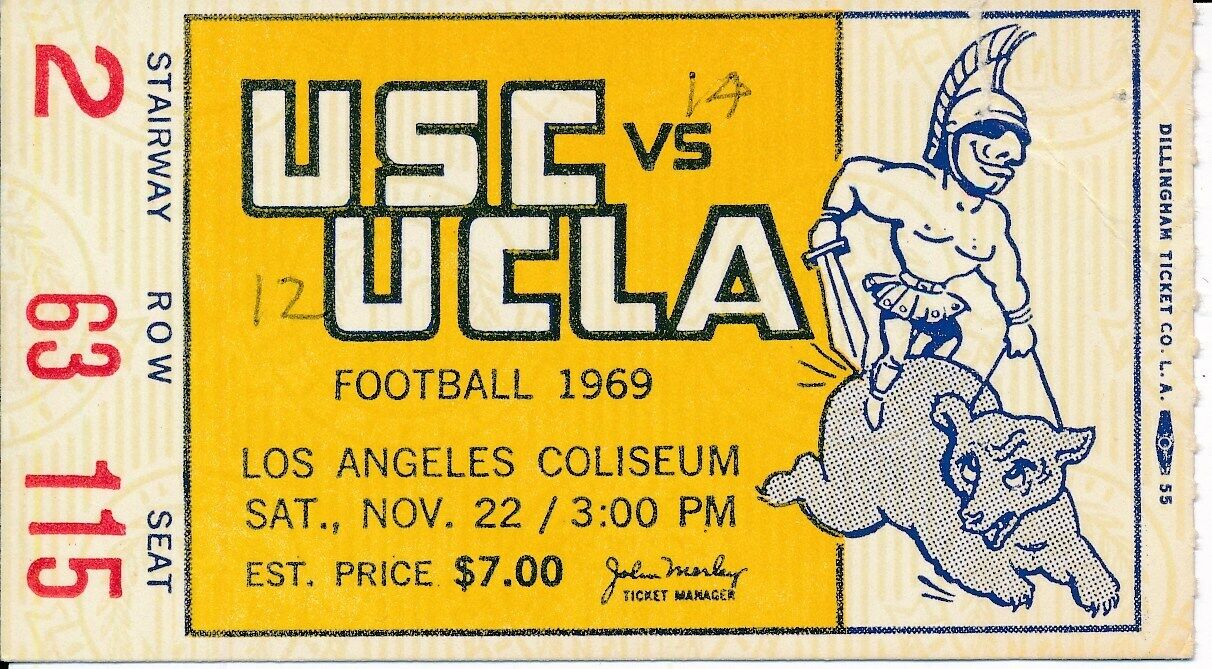 1969 USC Trojans vs. UCLA Football Game Ticket Stub 148536