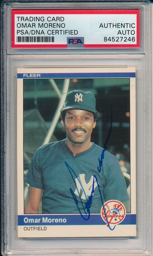 Omar Moreno Yankees Signed/Autographed 1984 Fleer Card #133 PSA/DNA 166450