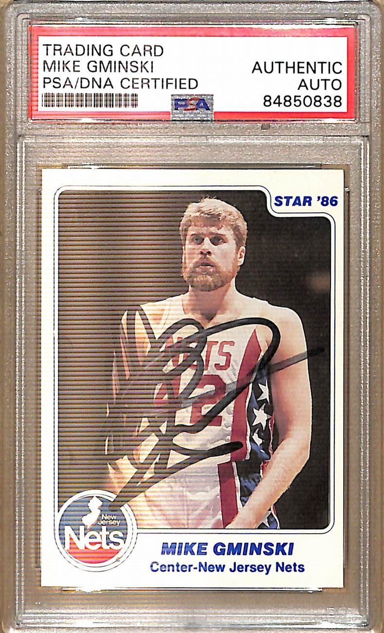 1985-86 Star Company #62 Mike Gminski Nets Signed/Auto Card PSA/DNA 178851