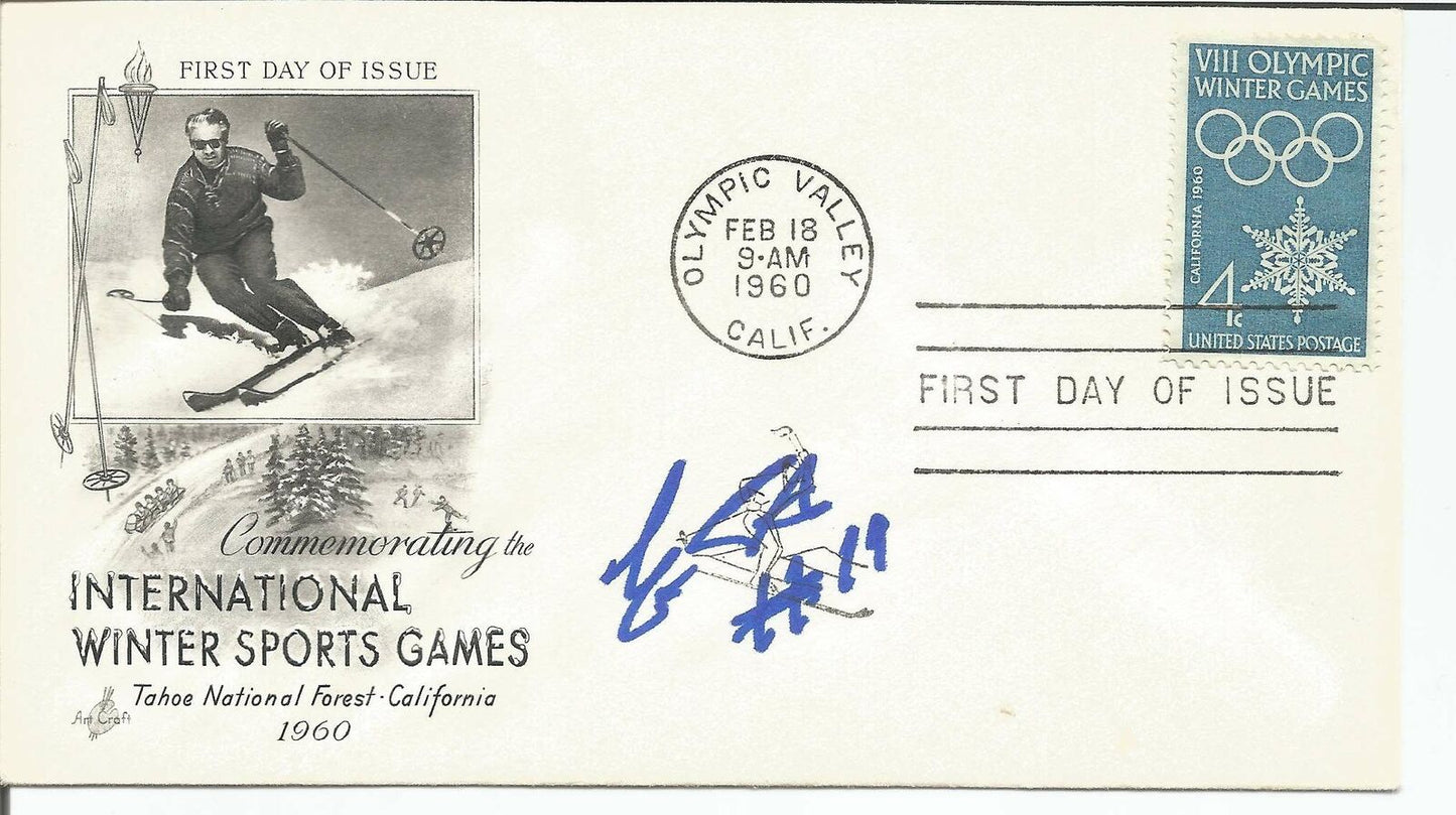 Eric Strobel Olympic Hockey Signed 1960 FDC First Day Cover JSA 151061