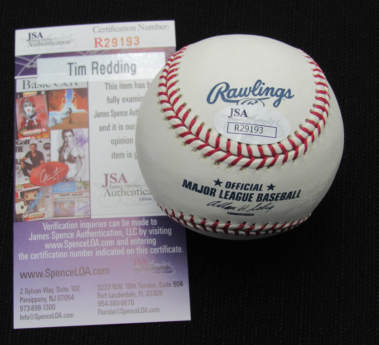 Tim Redding Signed/Auto Yankees 100th OML Baseball JSA Inscr  186728