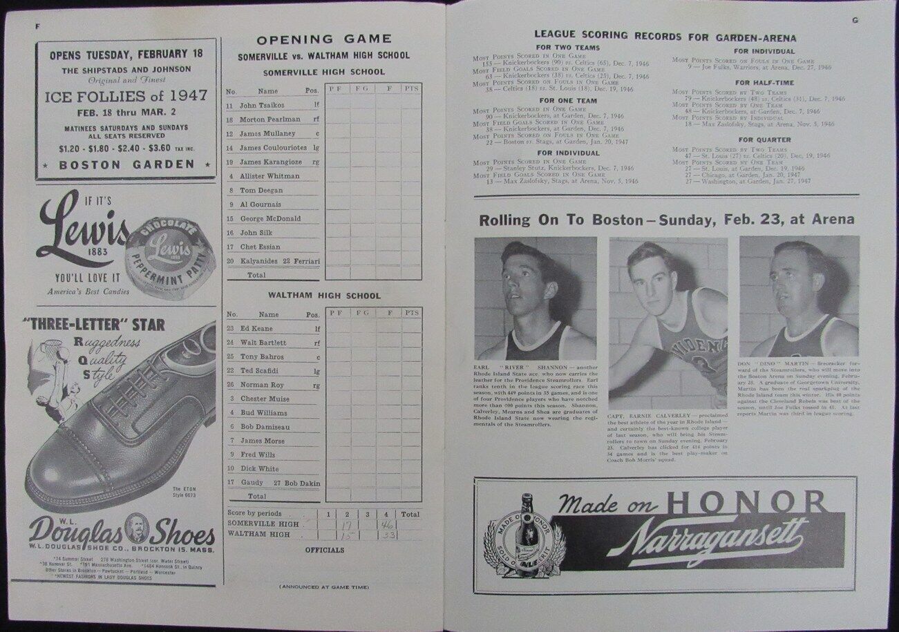 Vintage 1947 Boston Celtics vs. St. Louis Bombers Game Program 176888