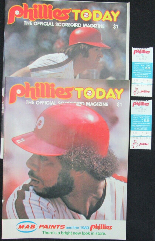 Lot of 2 1980 Phillies Scorecard/Program Magazines vs. Pirates/Expos 157819