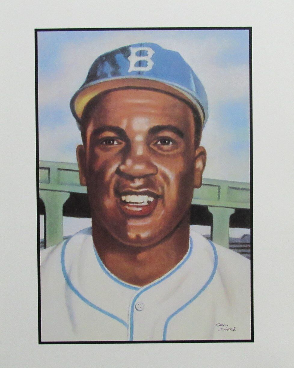 Jackie Robinson 16x20 Lithograph Brooklyn Dodgers Artist Jerry Dvorak