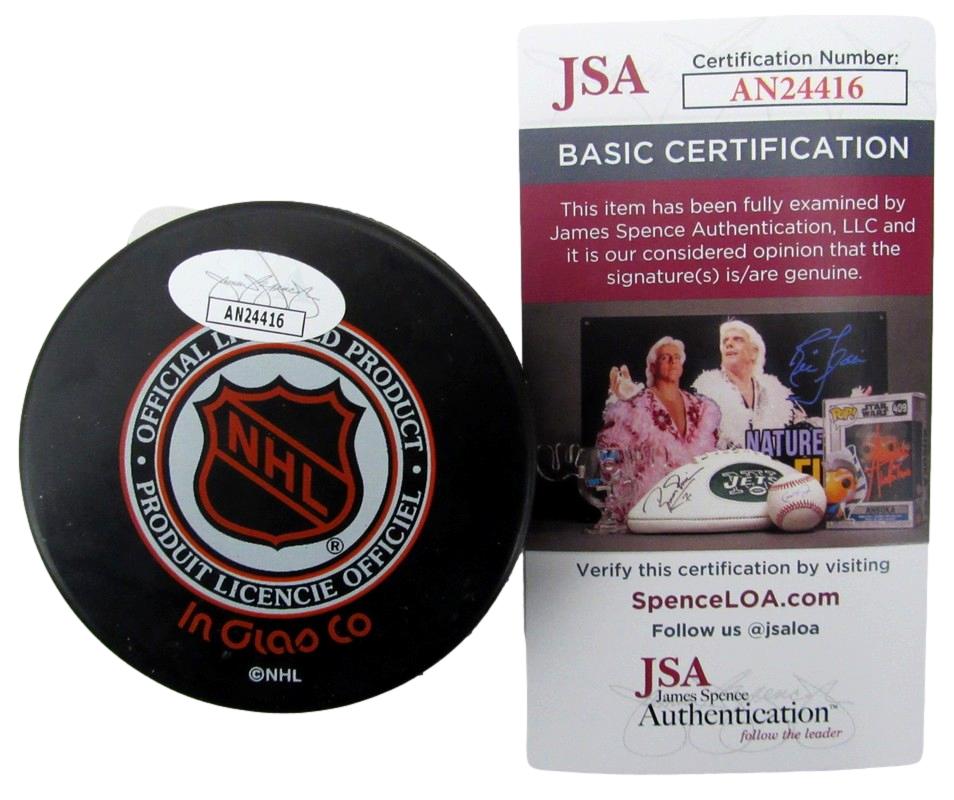 Phil Esposito HOF Signed/Auto Hockey Puck Boston Bruins JSA 186372