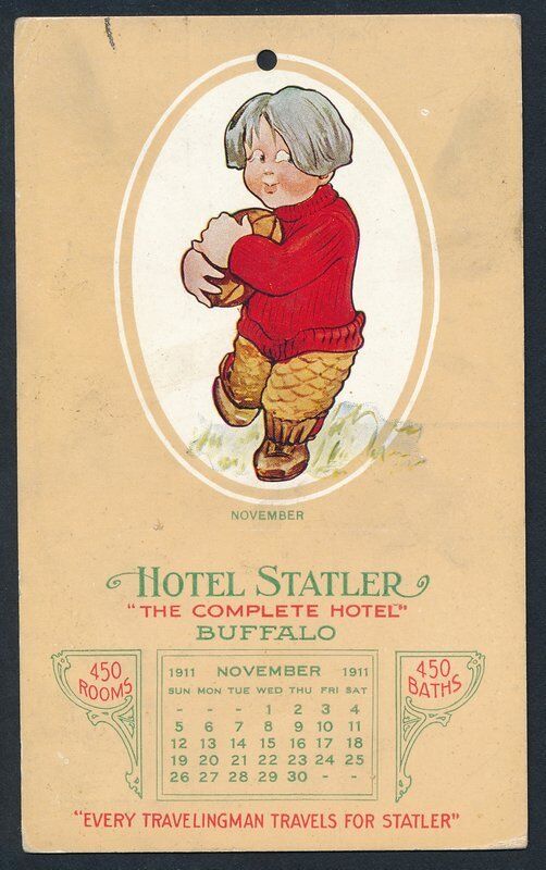 Vintage 1911 Postcard Football Young Player Image "Hotel Statler" Inscr 139067