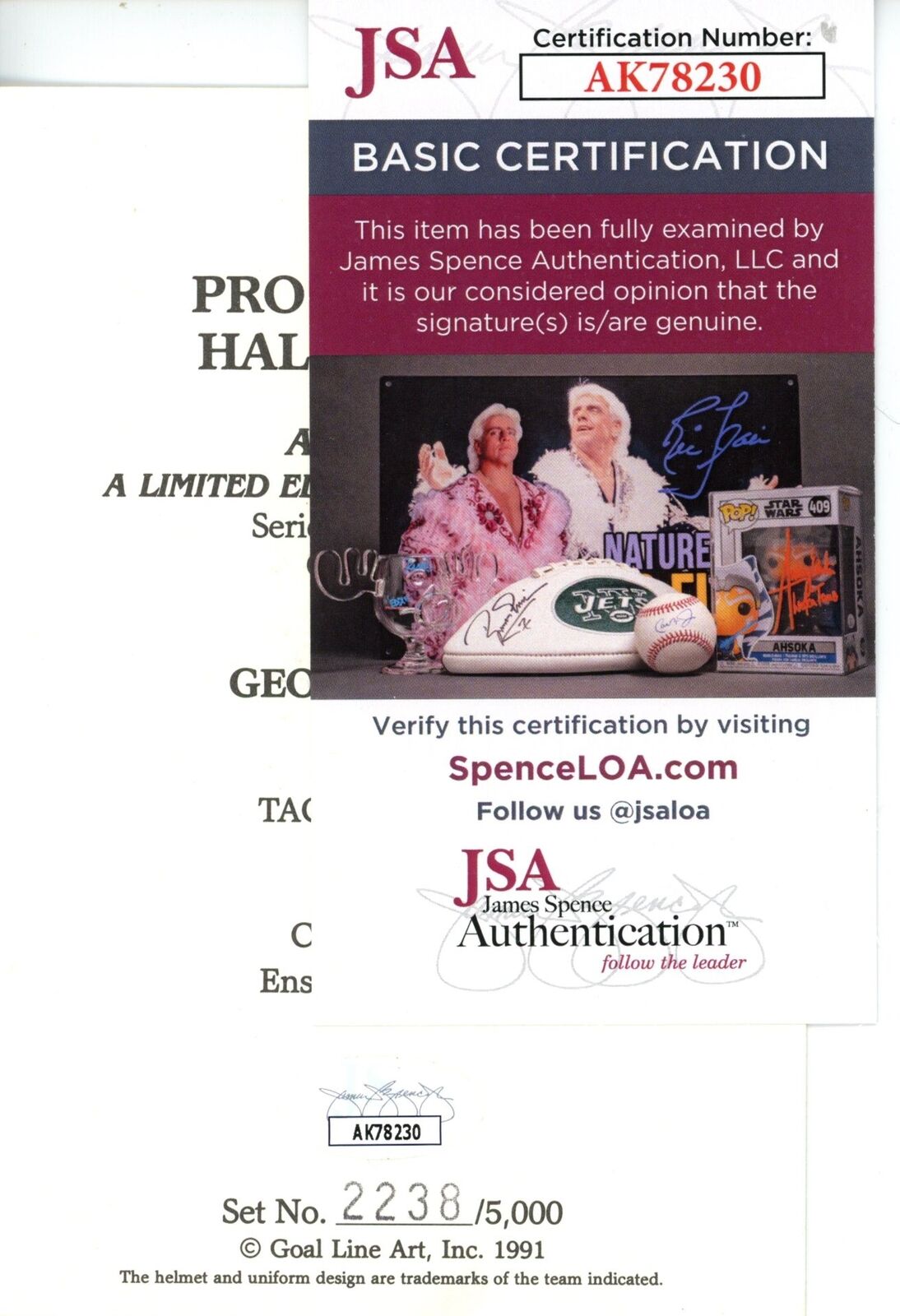 George Musso HOF Autographed Goal Line Art GLAC Postcard Bears JSA 180890