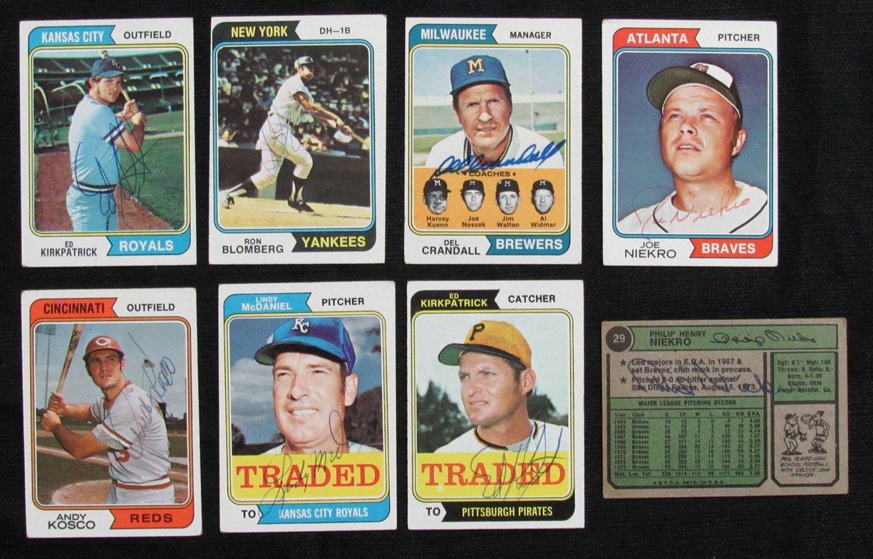 Lot of (37) Autographed 1974 Topps Baseball Cards Jim Perry, Phil Niekro 181388