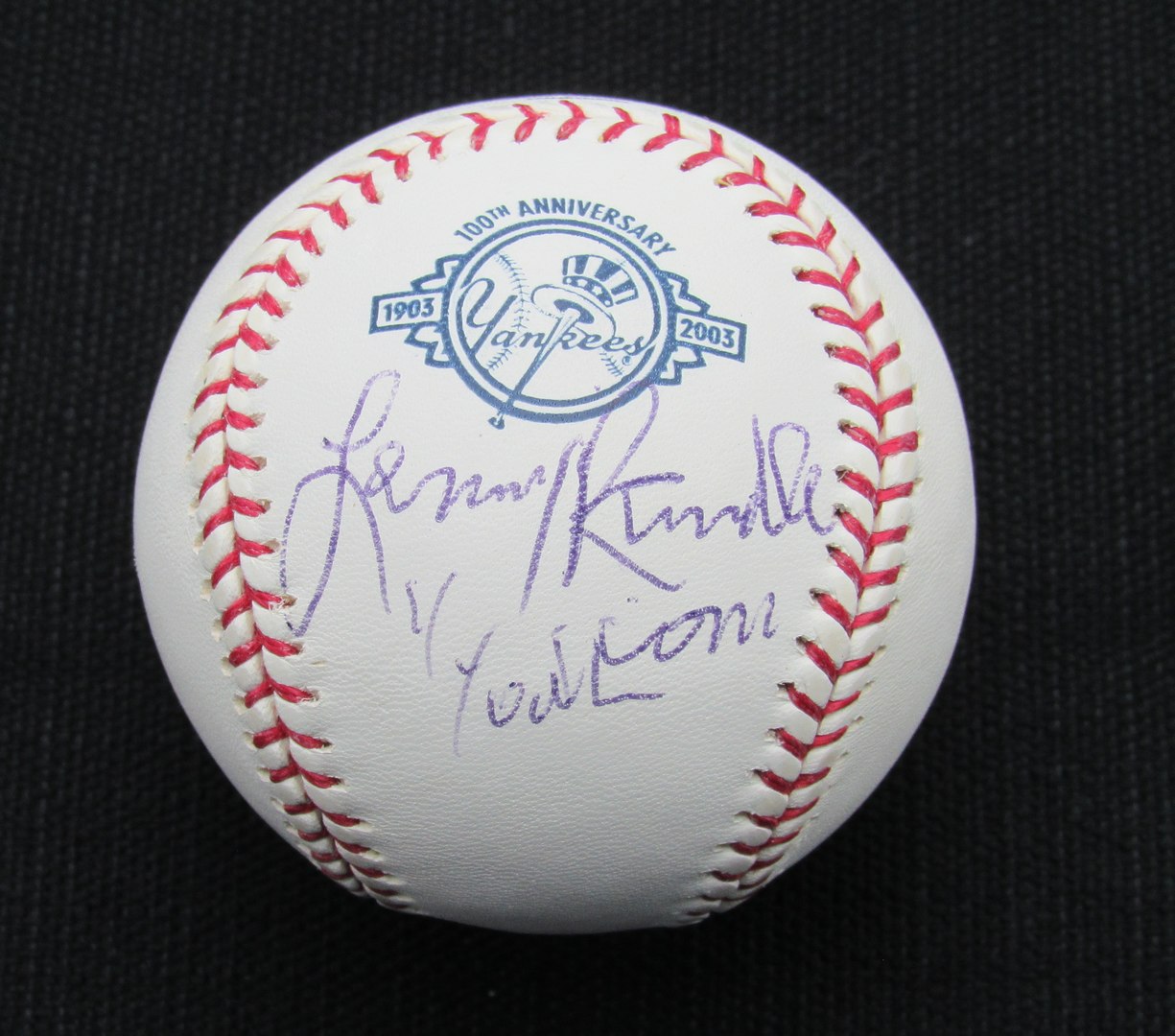 Len Randle Signed/Auto Yankees 100th OML Baseball JSA  186716