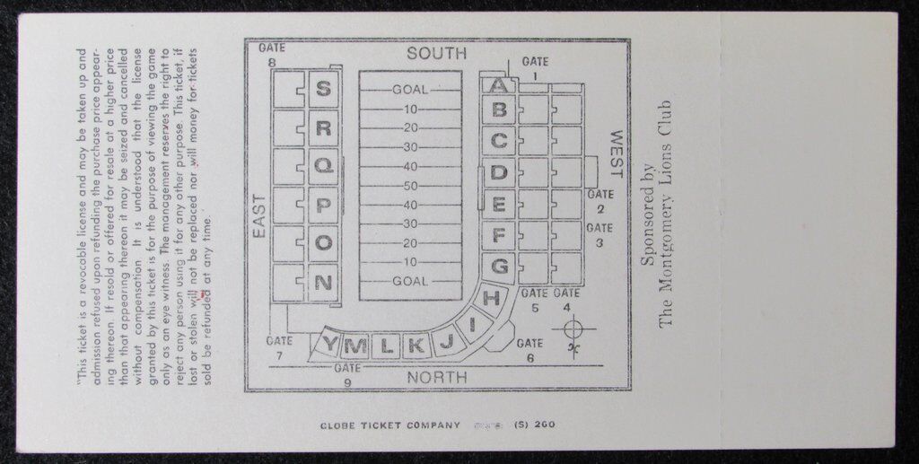 1979 Blue & Gray Cramptom Bowl North vs. South Championship Ticket Stub