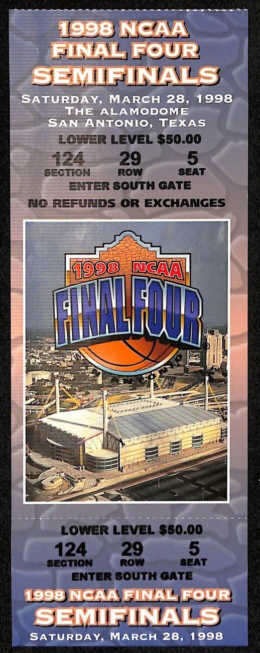 1998 NCAA National Basketball Championship Semi-finals KY Full Ticket 181666