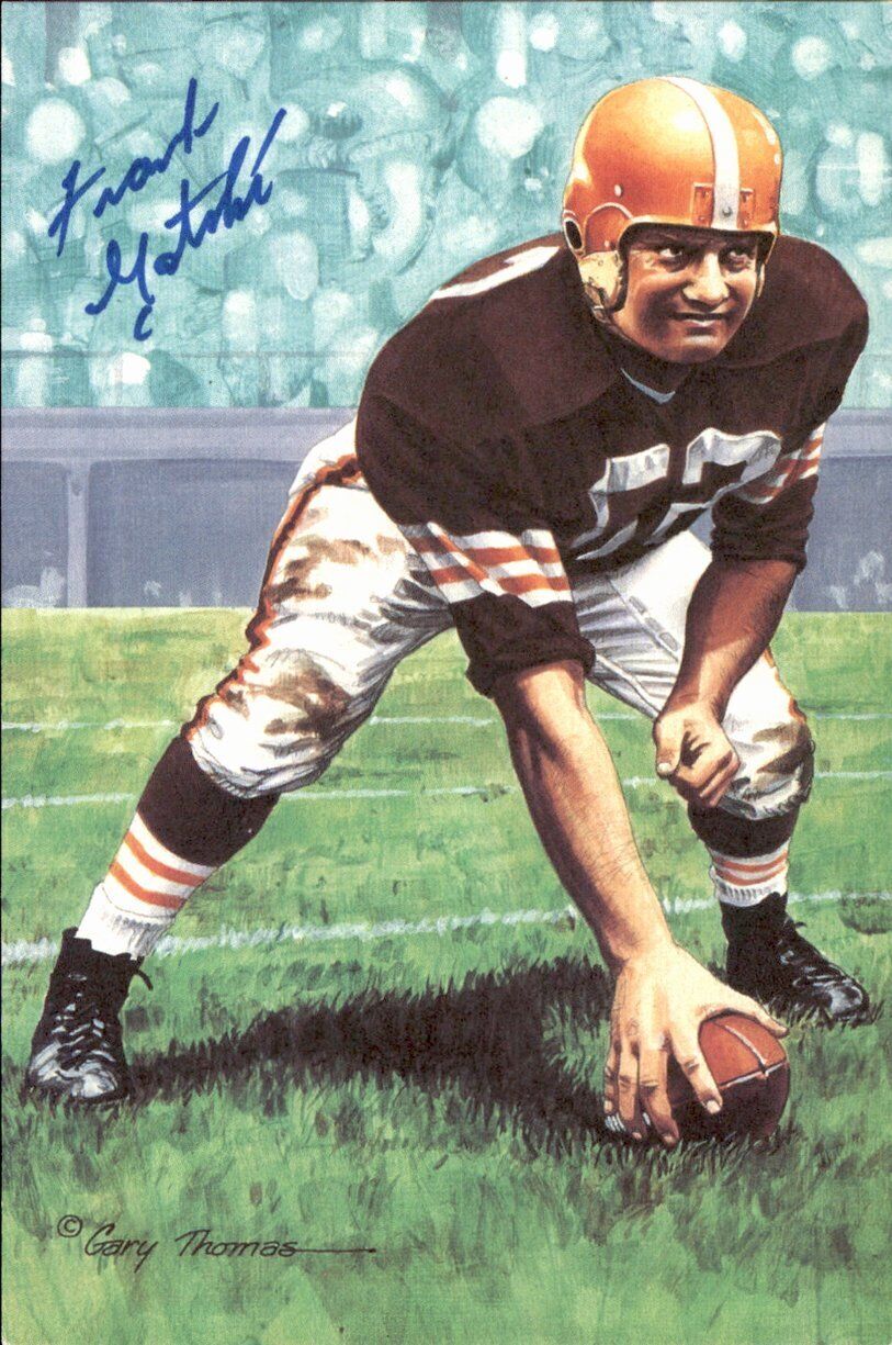 Frank Gatski HOF Browns Signed/Auto Goal Line Art GLAC Postcard JSA 167150