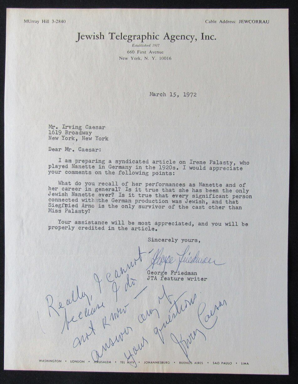 George Friedman Author Autographed 1972 TLS Typed Letter Signed PSA/DNA 177048