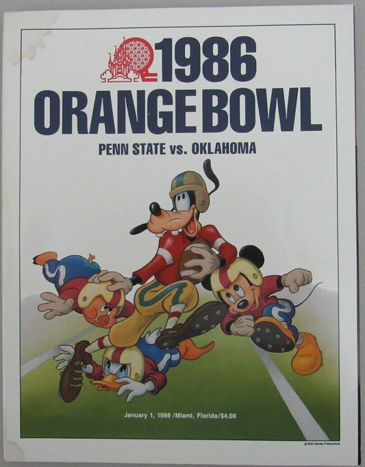 1986 Orange Bowl Game Program Penn State vs. Oklahoma at Miami, Florida 163137