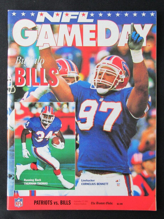 1992 New England Patriots vs. Buffalo Bills Program Thurman Thomas 09/28