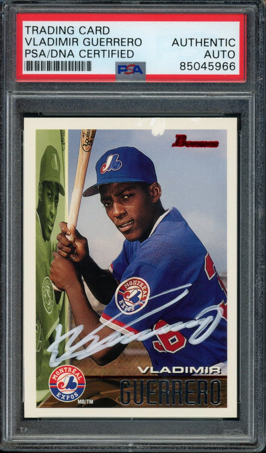 Vladimir Guerrero Montreal Expos Autographed 1995 Bowman Rookie Card #90 PSA/DNA