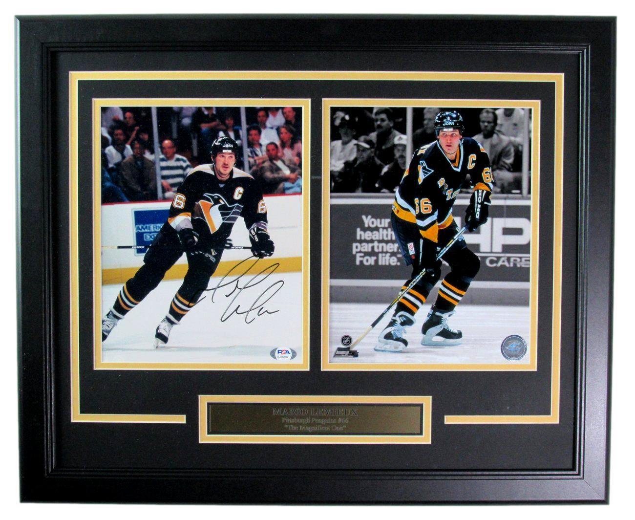 Mario Lemieux HOF Autographed 8x10 Photo Collage Penguins Framed PSA/DNA 182047