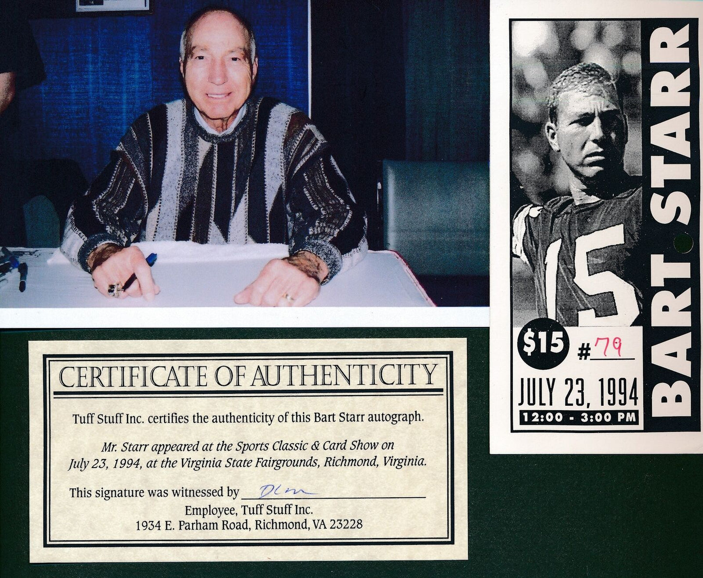 Bart Starr HOF Packers Signed/Inscr 1994 Goal Line Art GLAC Postcard 163106