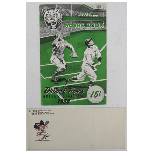1958 Scorecard Tigers vs. Red Sox and Tigers Team Issued Envelope 190259