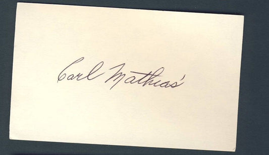 Carl Mathias Signed 3x5 index card 127472