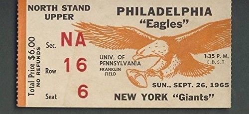 Philadelphia Eagles Vs. New York Giants Ticket Stub Sept 26th, 1965 123962