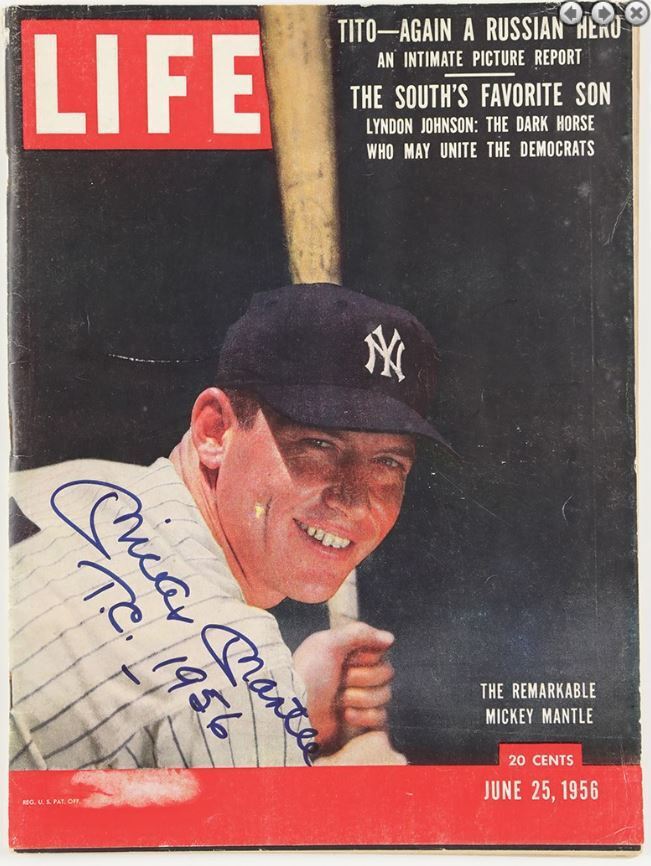 1956 Mickey Mantle Signed/Inscr "T.C. 1956" Life Magazine (PSA 10 Auto) 179919