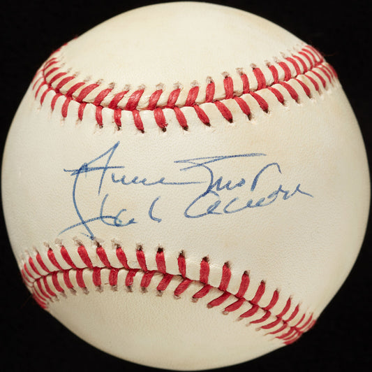 Hank Aaron HOF & Willie Mays HOF Dual-Autographed ONL Baseball JSA 171393