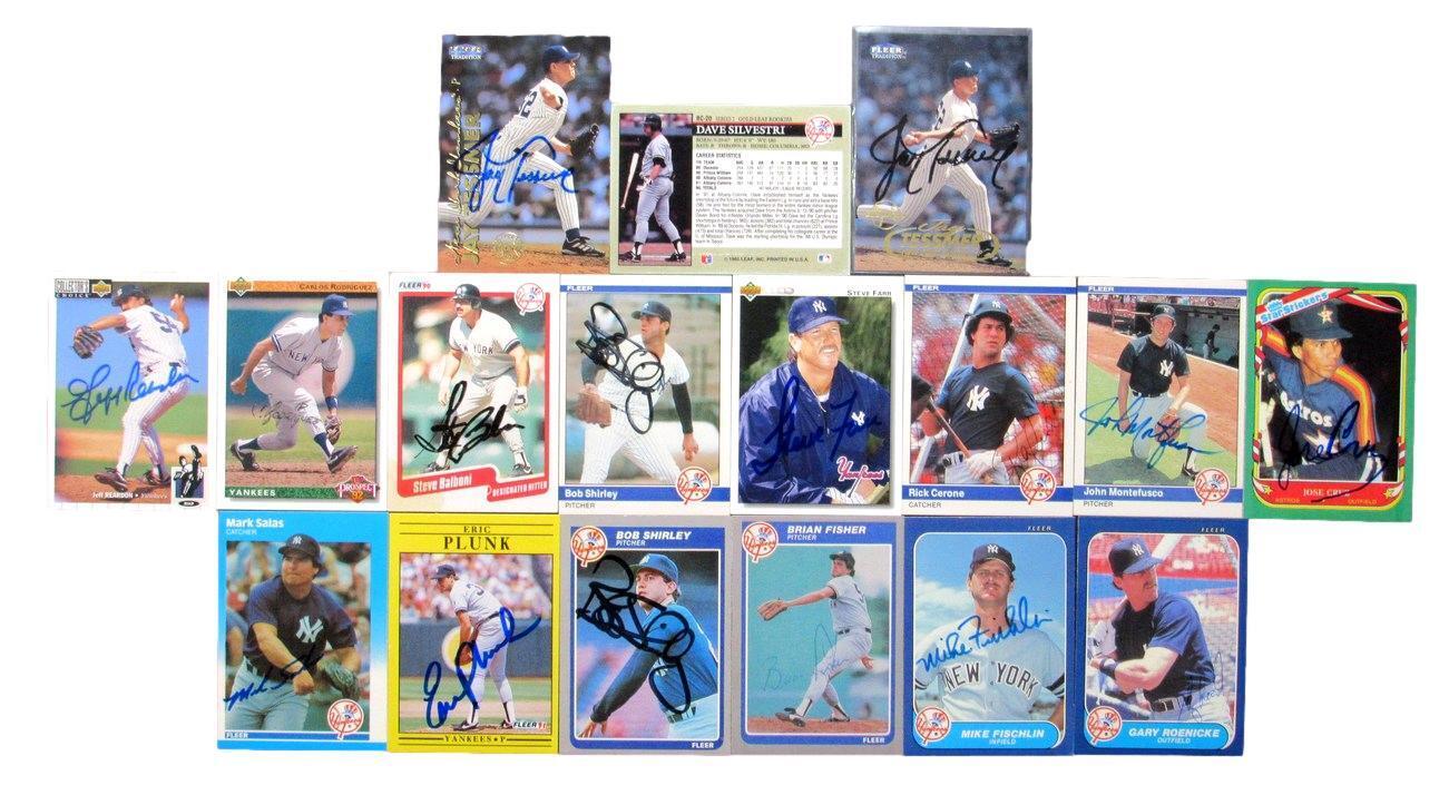 Lot of 17 New York Yankees Fleer/Upper Deck Signed/Autographed Trading Cards