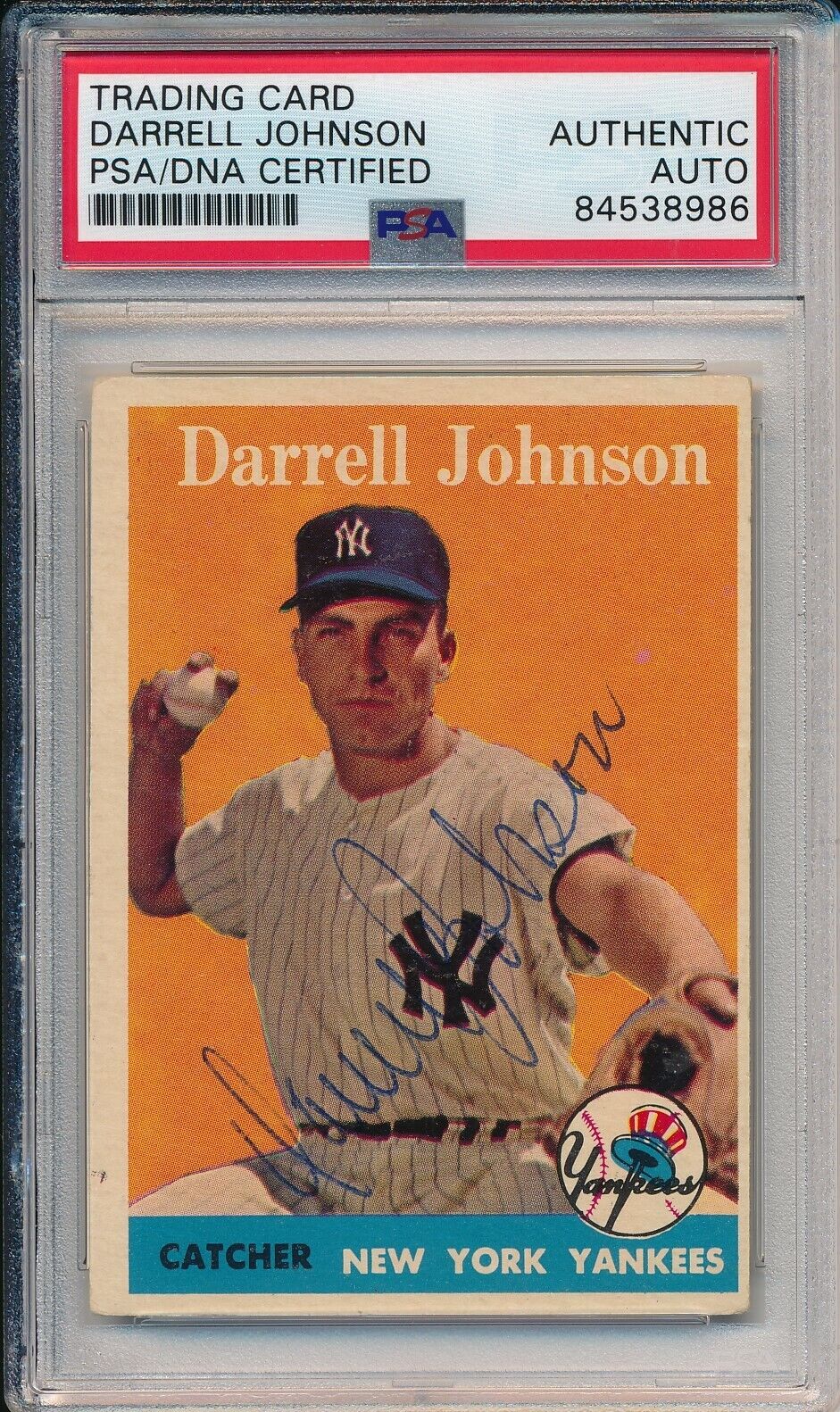 Darrell Johnson Yankees Signed/Autographed 1958 TOPPS Card #61 PSA/DNA 166716