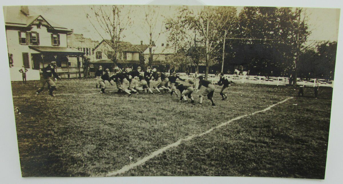 Vintage Postcard cropped with a picture of football game in old uniforms 140078