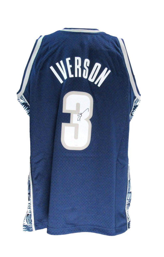 Allen Iverson HOF Autographed Blue Mitchell & Ness Jersey Georgetown JSA 181840