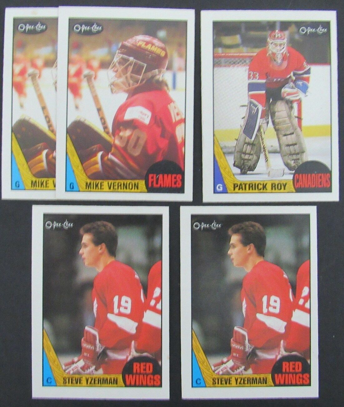 Lot of 5 1987-88 O-Pee-Chee OPC Hockey Cards incl Roy/Yzerman Mike Vernon 158349