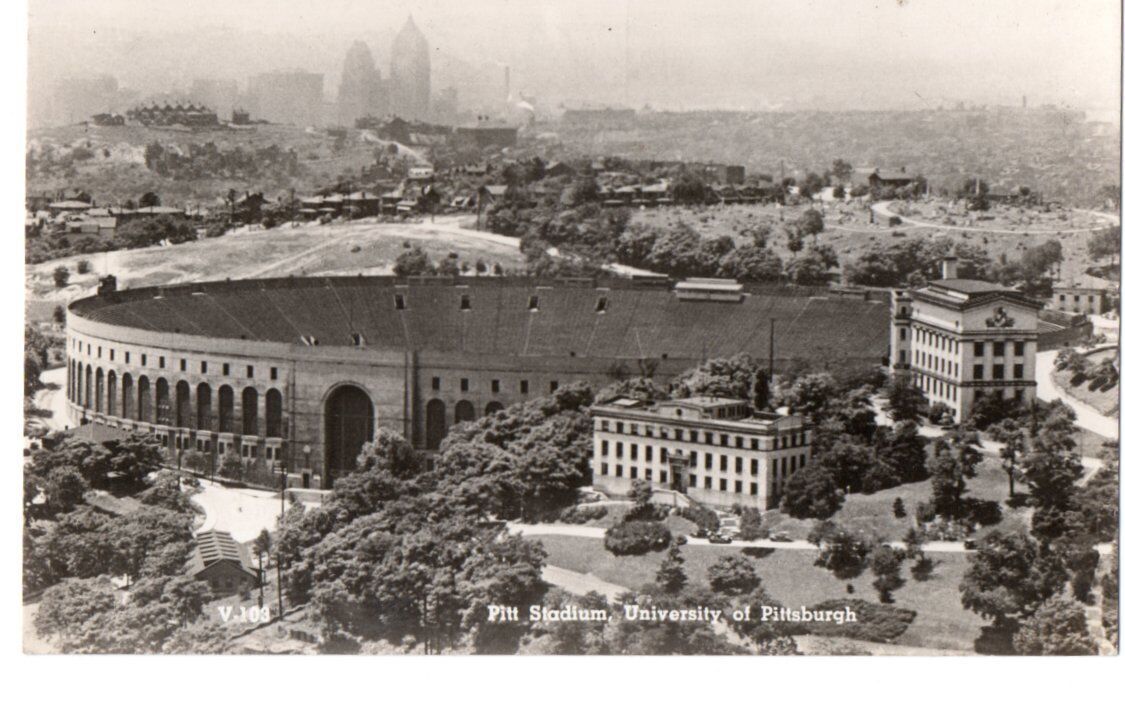 Vintage Unused Postcard of aerial view of Pitt Stadium in Pittsburgh, PA 143652