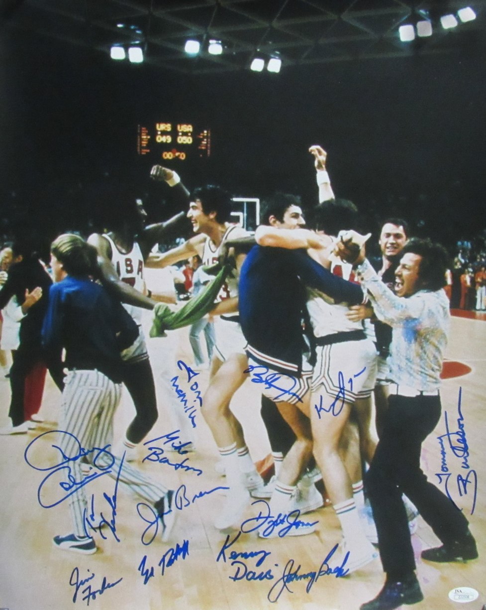 1972 Team USA Basketball 13x Team Signed 16x20 Photo Olympics JSA 193120