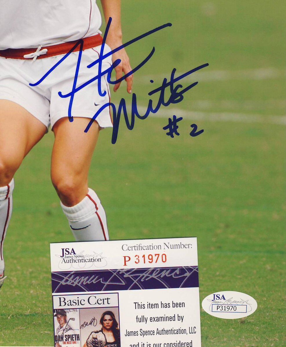 Heather Mitts #2 USWNT Autographed/Signed 8x10 Color Photo JSA 136810