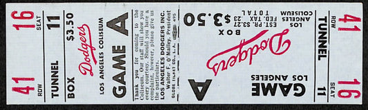 Vintage 1959 NL Tie Breaker Full Ticket Dodgers 9/29/1959 Game 2 Clincher 187523