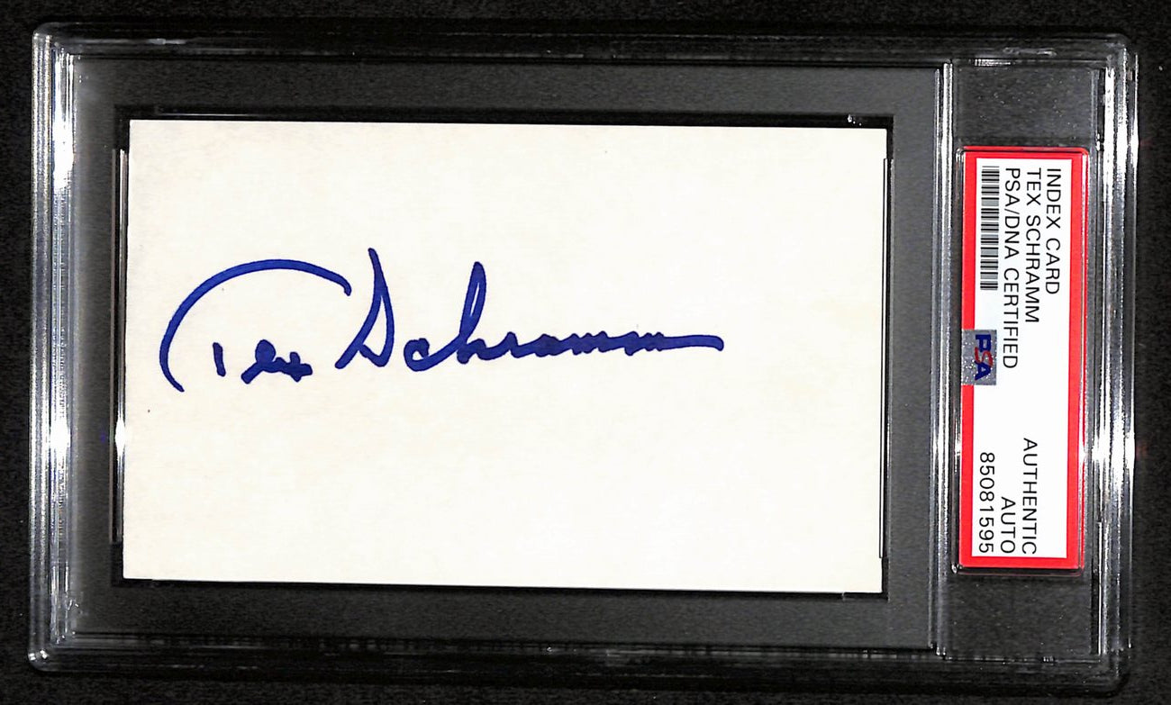 Tex Schramm HOF Signed 3x5 Index Card Dallas Cowboys PSA/DNA 184212