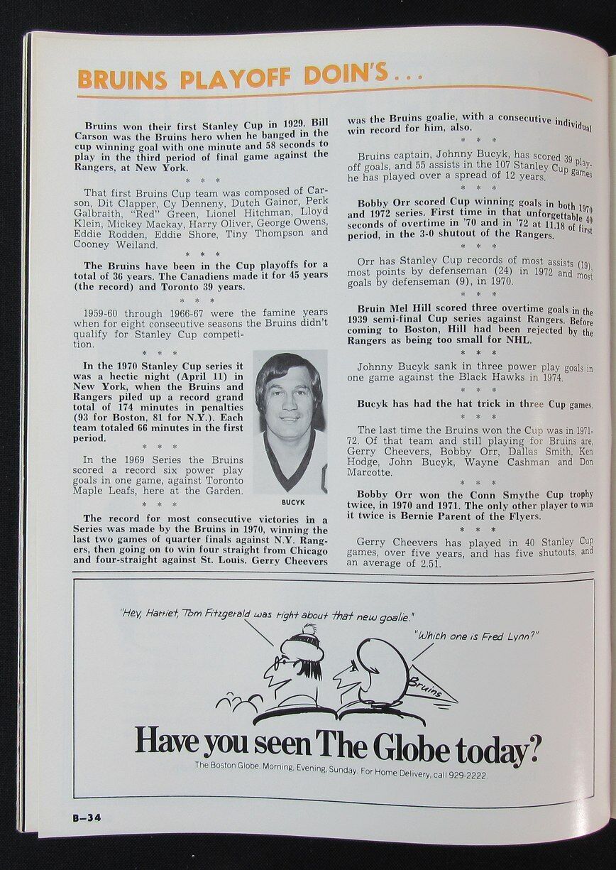 1976 Boston Bruins Stanley Cup Playoffs Ice Hockey Game Program 176418