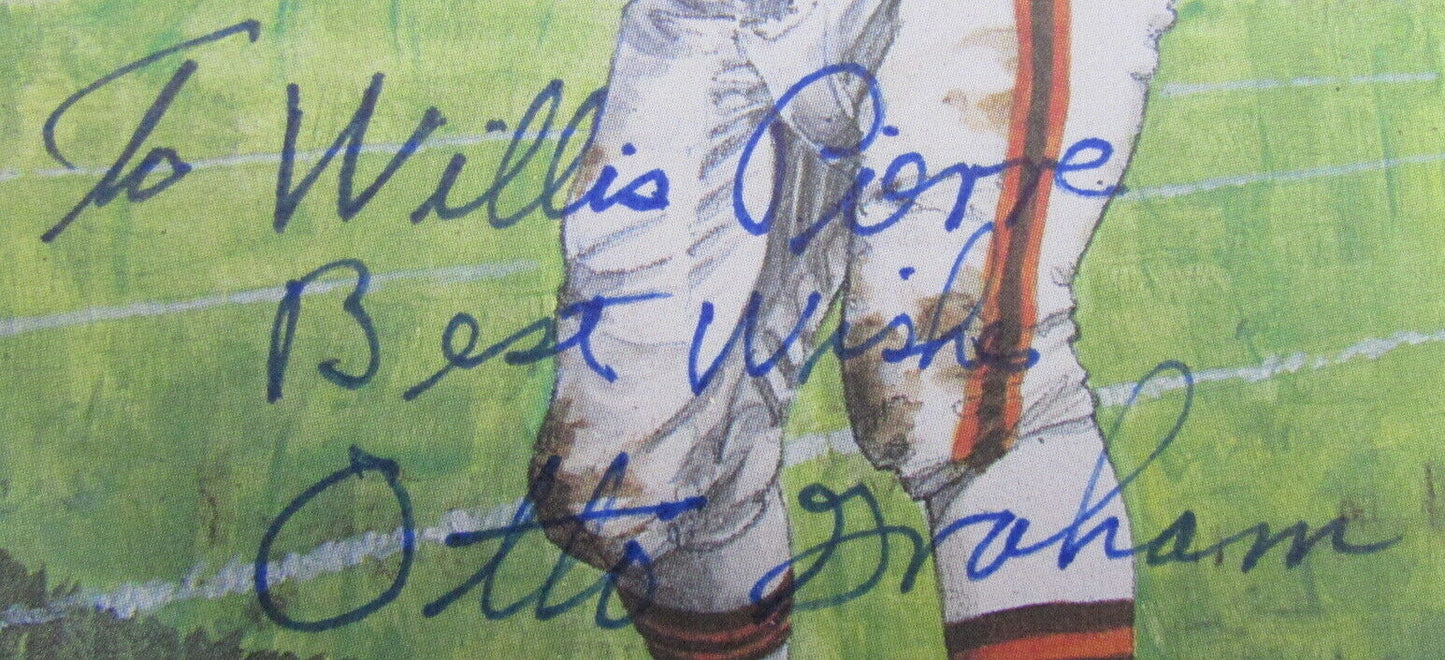 Otto Graham Browns HOF Autographed/Signed Goal Line Art Postcard 125378