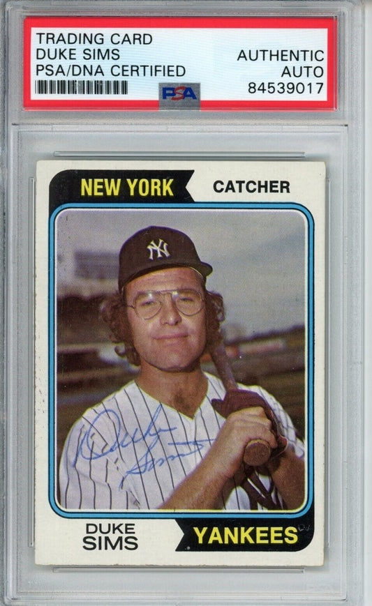 Duke Sims Yankees Signed/Autographed 1974 TOPPS Card #398 PSA/DNA 166841