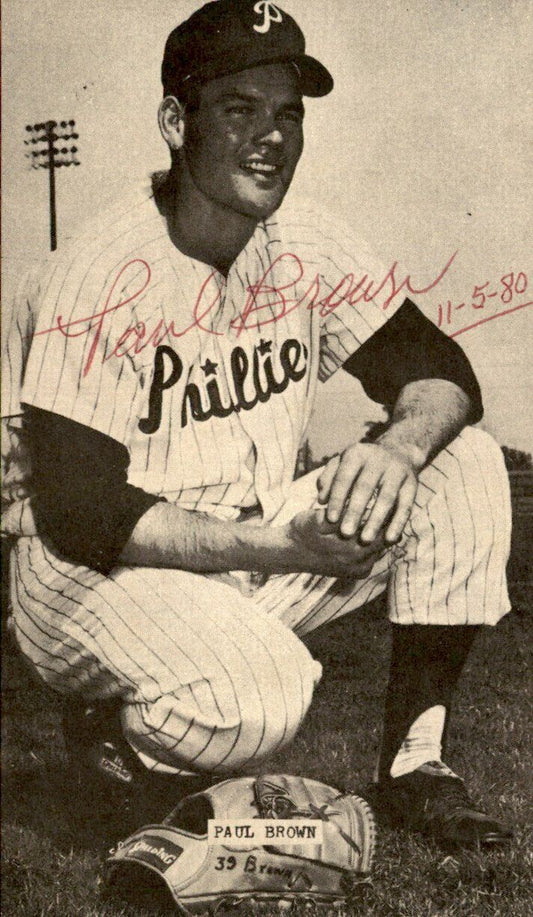 Paul Brown Philadelphia Phillies Signed/Autographed Picture Card 162552