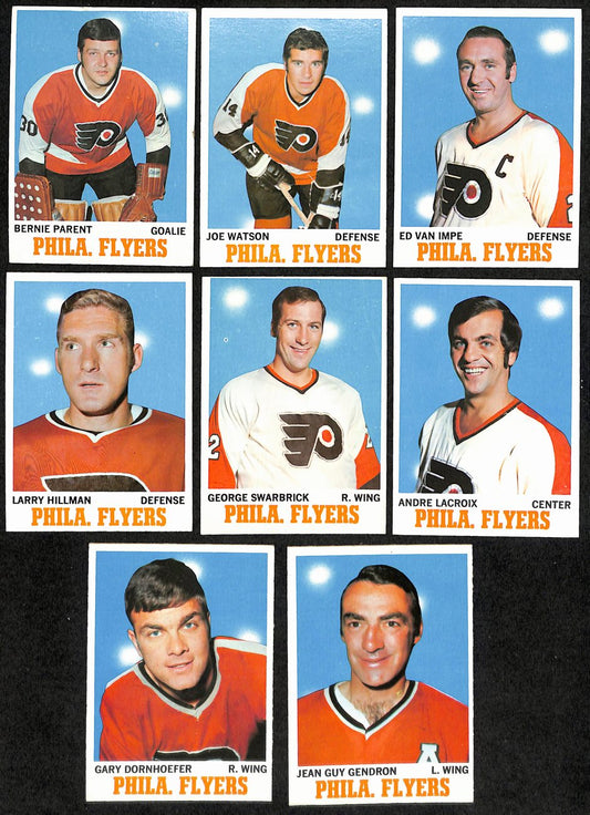 1970-71 Topps Hockey Philadelphia Flyers Complete Team Set (8/8) Cards 189198