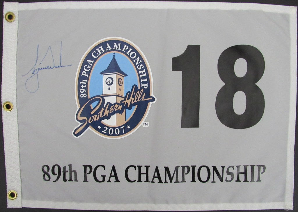 Tiger Woods Autographed Official Pin Flag 2007 PGA Champ Beckett Full LOA 188053